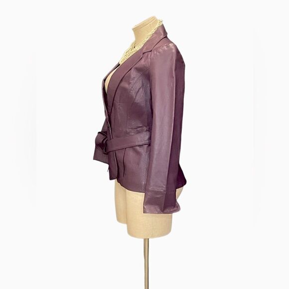 Chic Vintage Purple Genuine Leather Jacket - Picture 2 of 3
